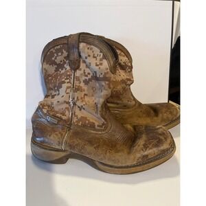 Durango Kids 8" Western Boots Brown Desert Camo Leather Square Toe DBT0208Y 5M
